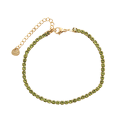 Pulsera de acero con baño de oro y olivinas
